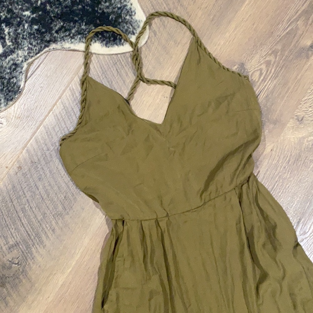 Zara Collection || Olive Green Silk Jumper Suit - Picture 2 of 11